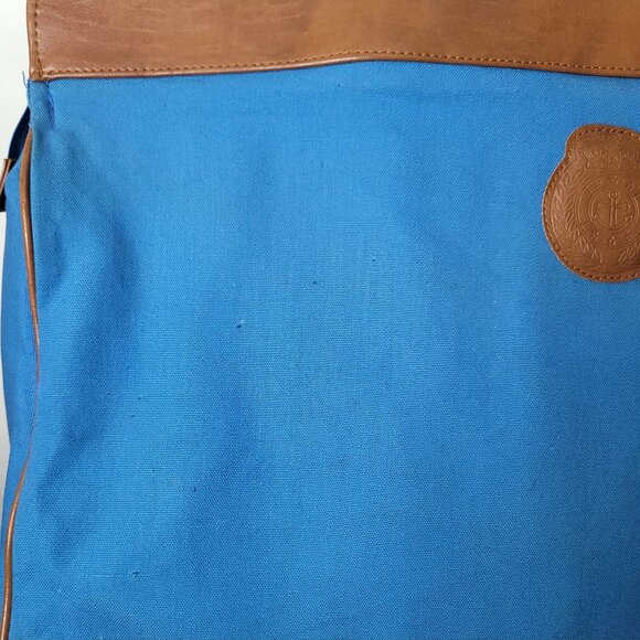 Blue & Brown Canvas & Faux Leather Avon Tote Bag With Anchor Logo 21" W X 15.5" - Picture 3 of 11